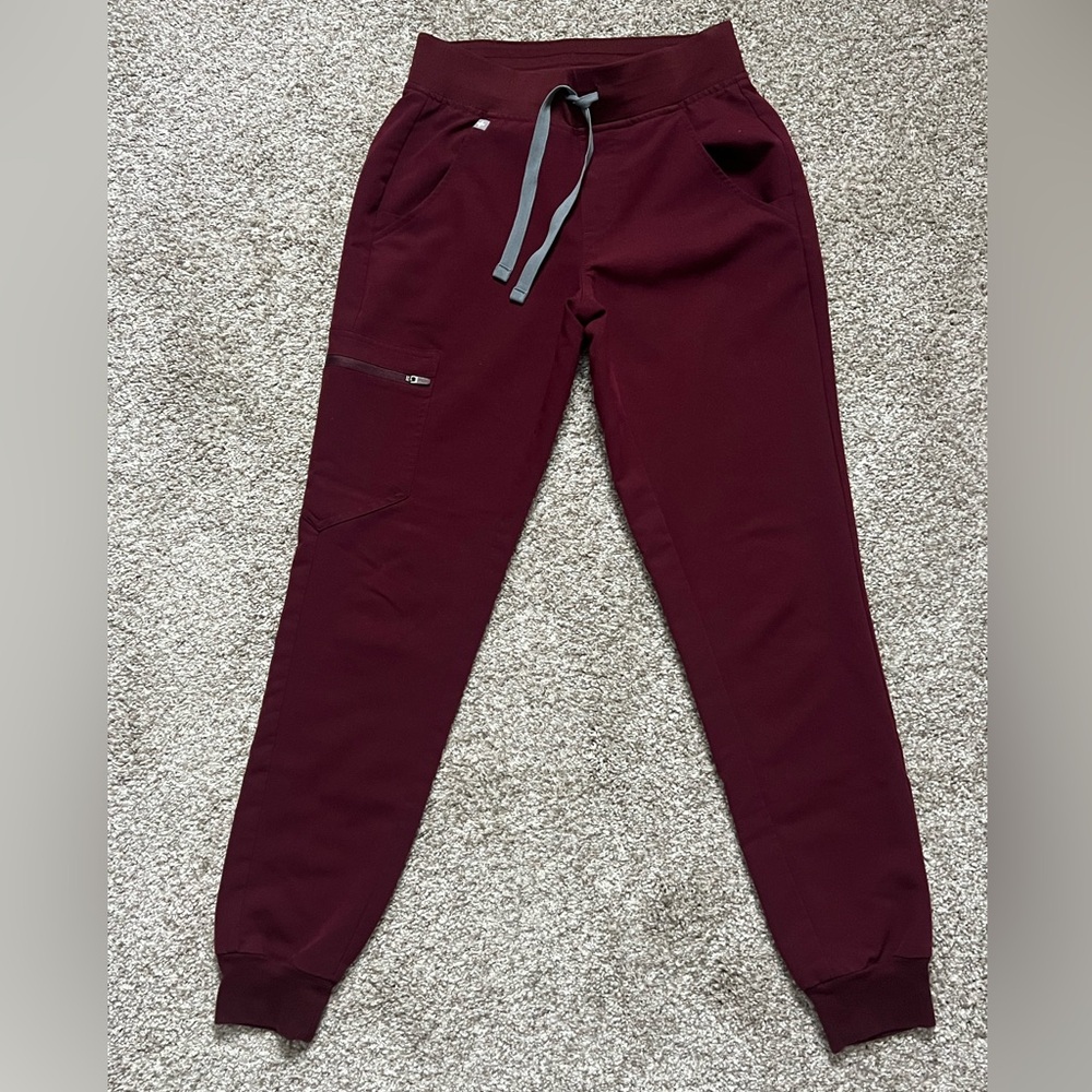 Figs Maroon Joggers Scrub Pants